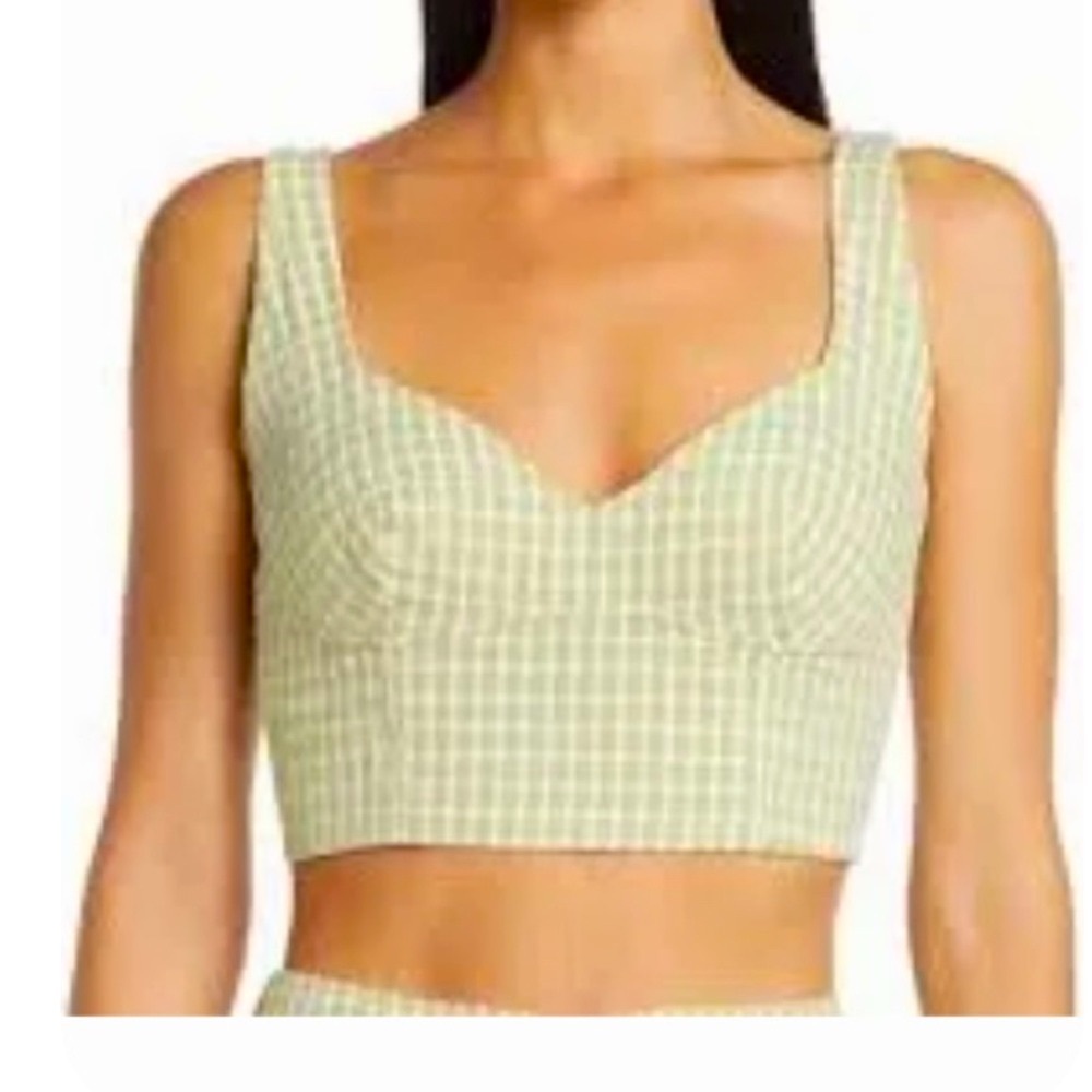 Elodie Green Gingham Corset Crop Top Women's Size XL - Picture 1 of 10